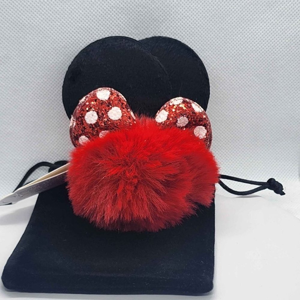 Brand NEW  RED Pom Pom With Minnie Mouse Bow  Design
